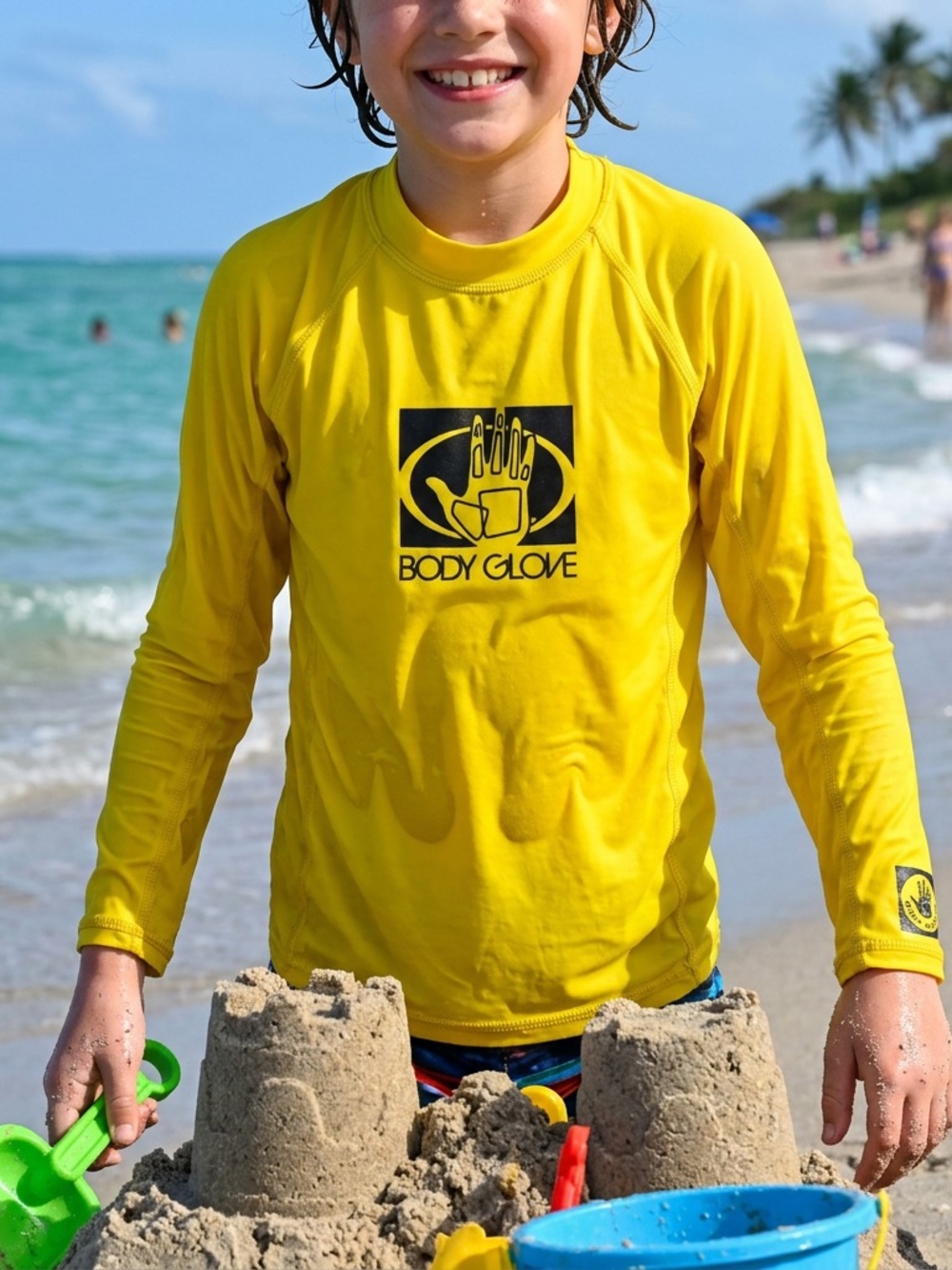 Body Glove Yellow Kids Long-Sleeve Swim Top with Black Logo